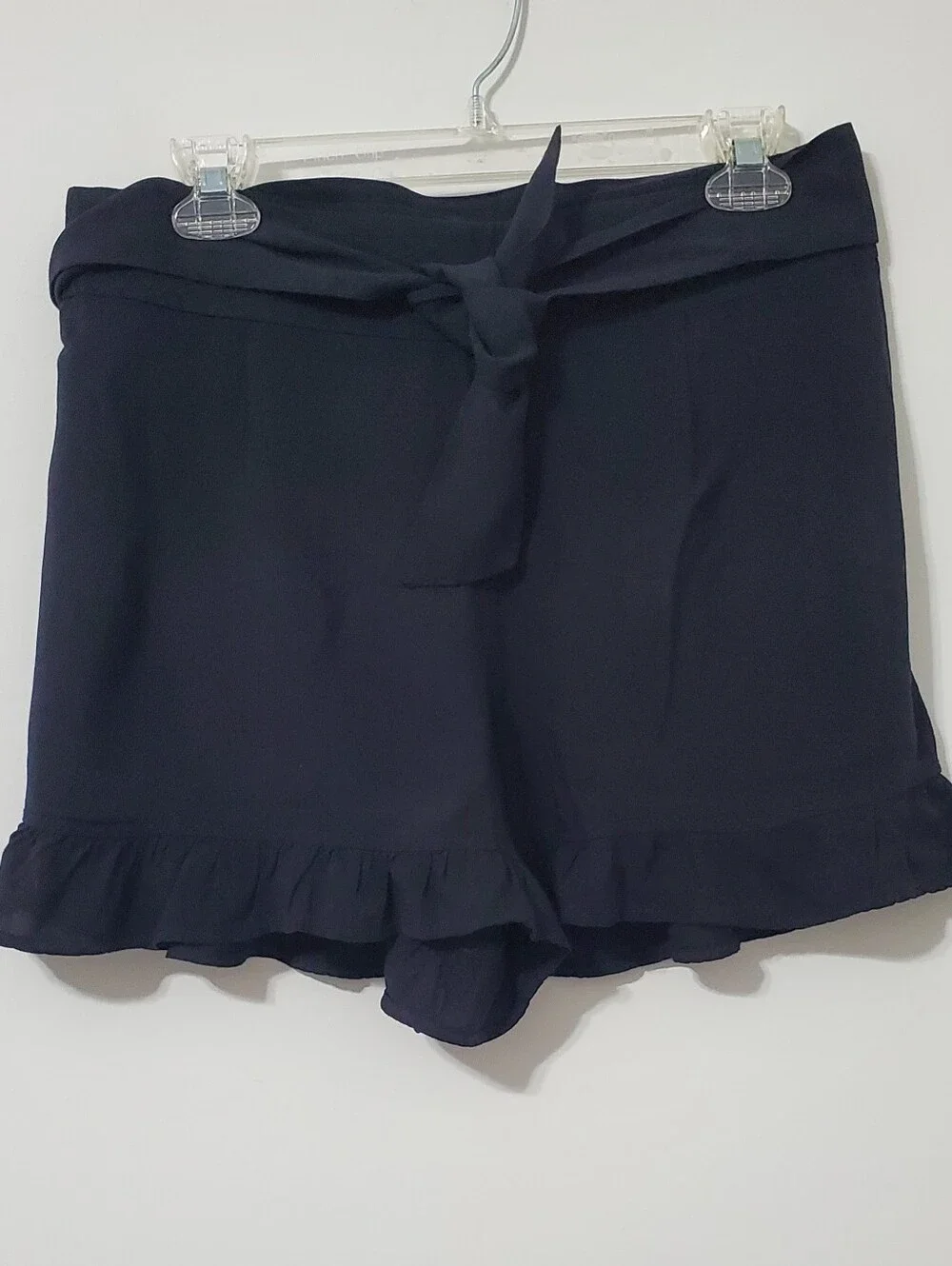 Free People Black Ruffle Tie Waist Pull On Shorts Small